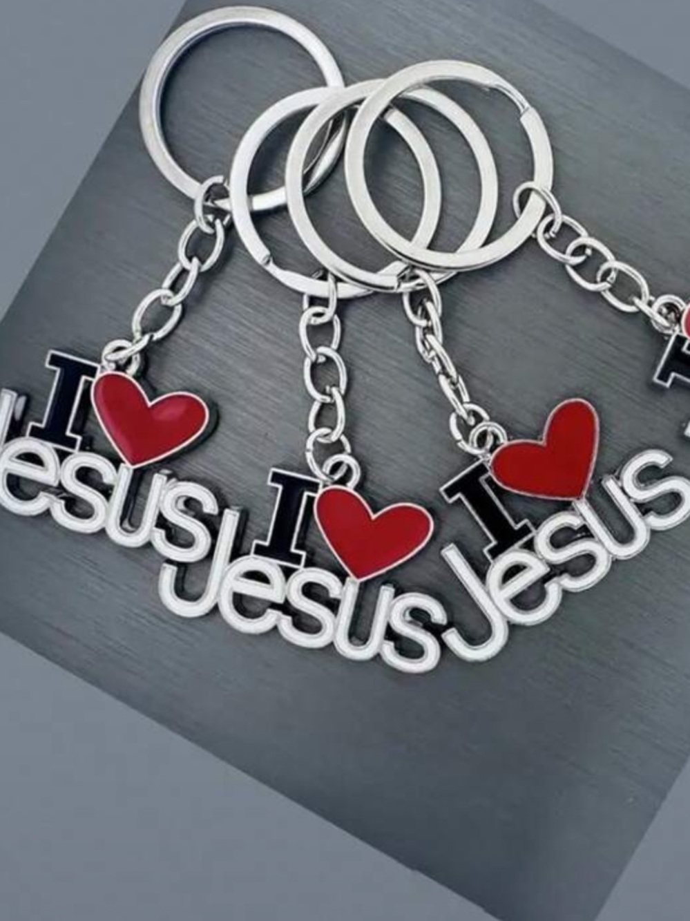 I Love Jesus Red Heart Pendant Keychain - Faith Jewelry